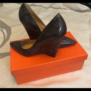 Women’s faux snakeskin wedges
